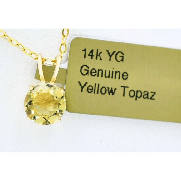 Genuine 1.26 Cts Yellow Topaz Pendant 14k Gold